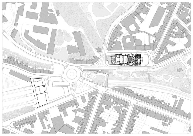 Plan du Grand Théâtre dans son contexte